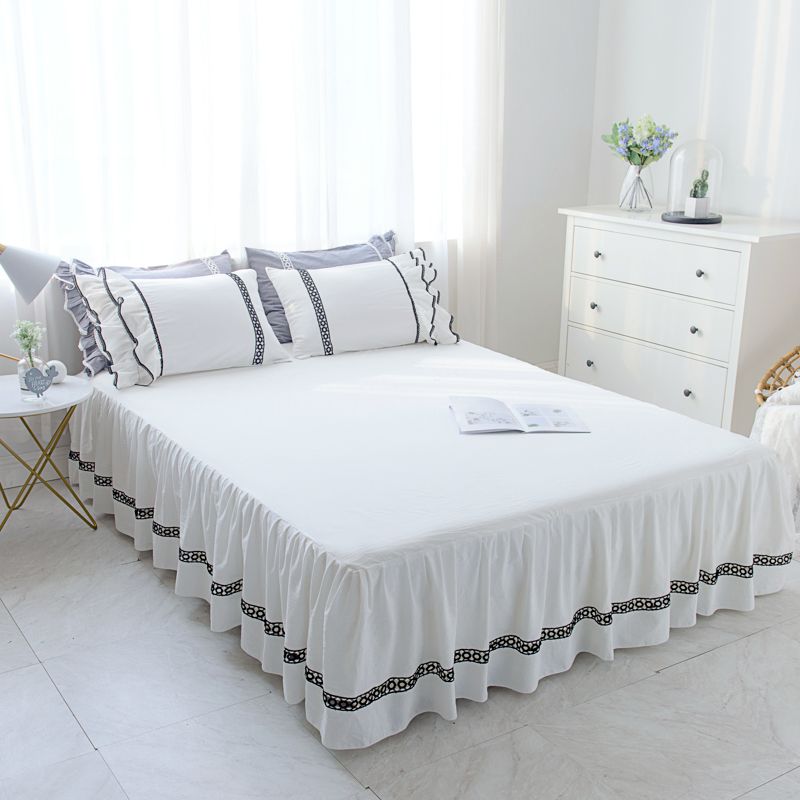 1 Ruffles Bedding Bed Sheet Pillowcase White Princess Lace 1 Ruffles Bedding Bed Sheet Pillowcase White Princess Lace Bedspread Skirt Home Textile Twin Queen King Size Extra Long Bedskirt Dust