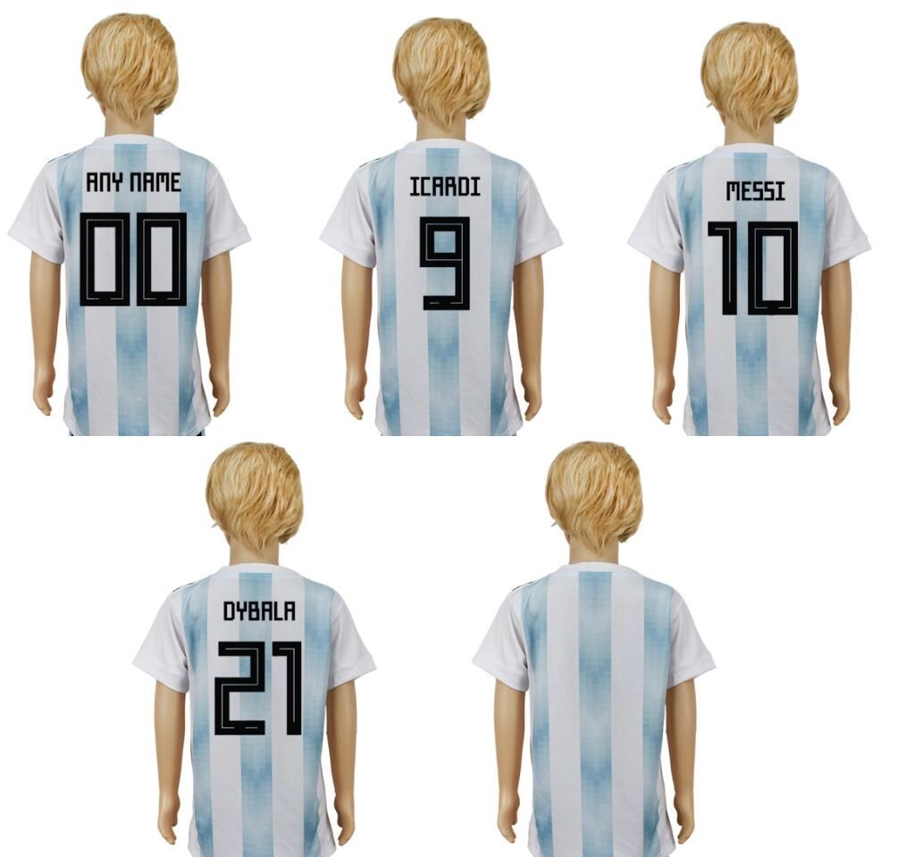 2018 Argentina Kids #9 Icardi 10 Lionel Messi 21 Paulo Dybala Custom Uniforms Custom Shirts Sports Soccer Pro Jerseys Cheap Soccer Uniforms Shirt Soccer ...