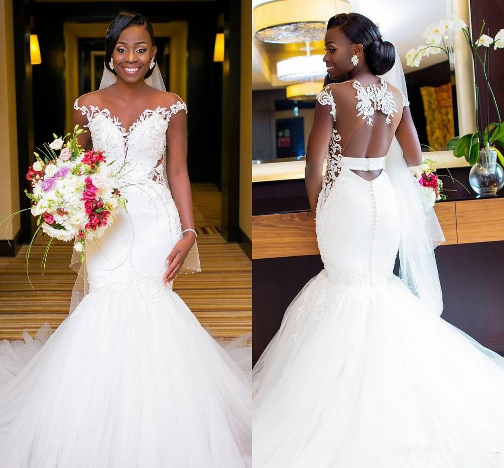 2022 Sexy Backless African  Mermaid Wedding  Dresses  Lace 