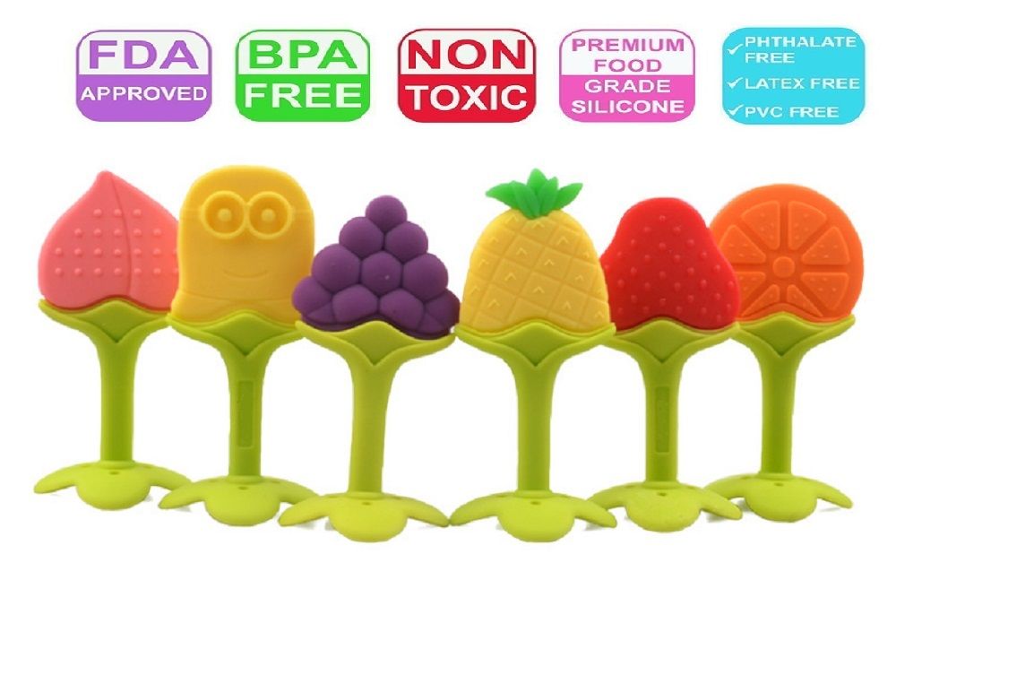2019 Baby Fruit Teether Non Toxic, Latex And Phthalate Free Silicone Teething Toy From
