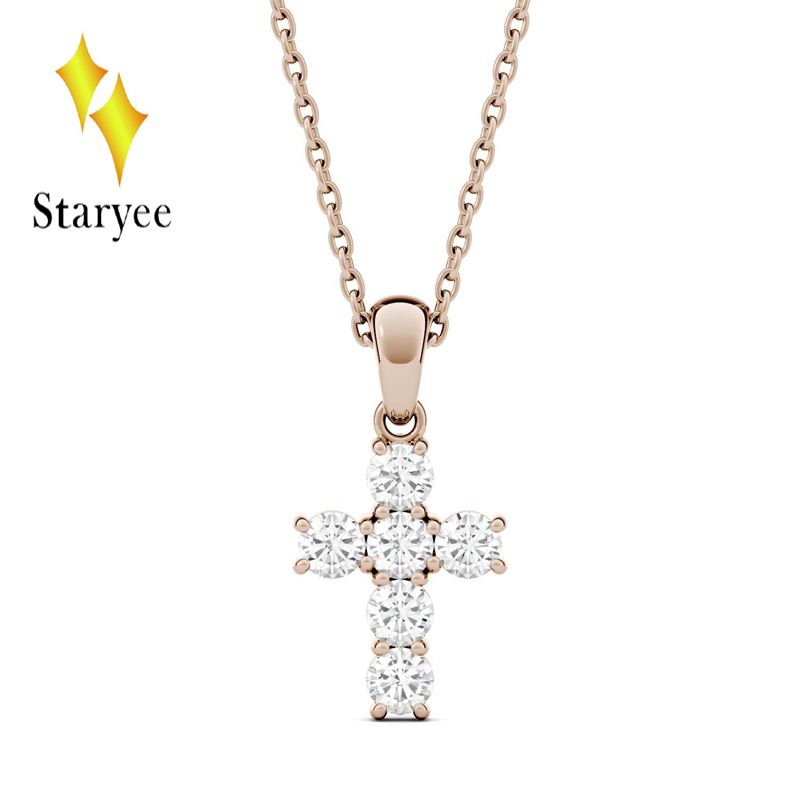 2019 Test Positive Real 18k Rose Gold Round Brilliant Lab Grown 2019 Test Positive Real 18k Rose Gold Round Brilliant Lab Grown Moissanite Diamond Cross Pendant Necklaces For Men Women From Wutiamou 572 71 Dhgate Com