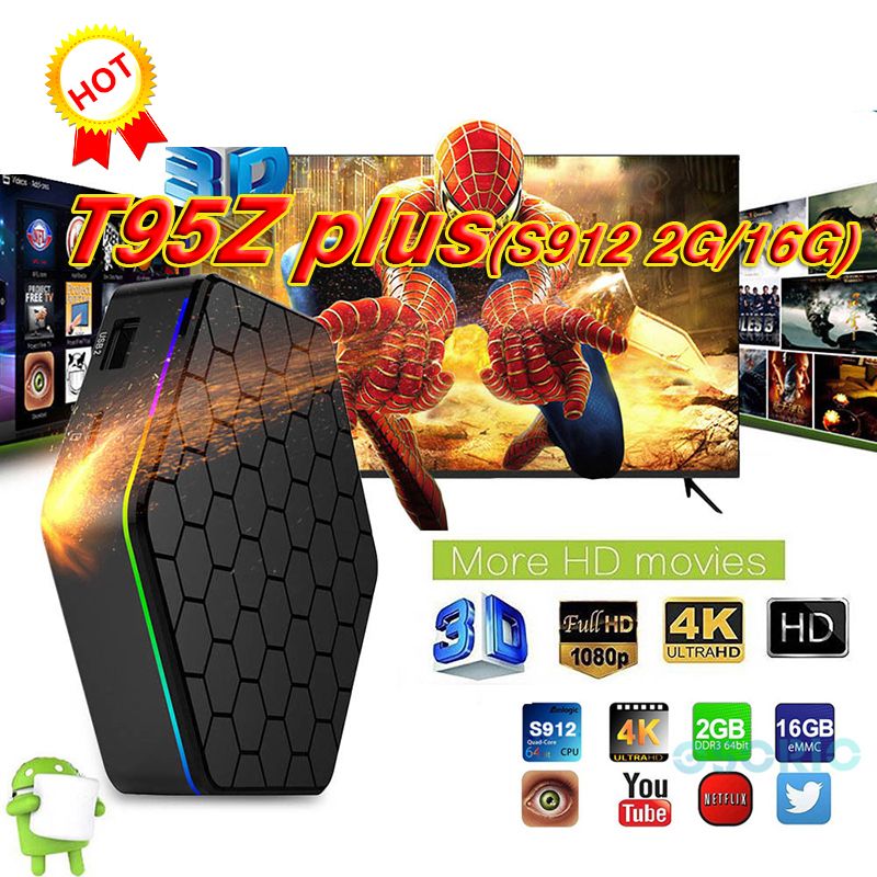 2018 OEM Amlogic S912 TV Boxes T95Z Plus 2GB 16GB Octa core 2 4G/5G WIFI BT4 0 4K H 265 Android 7 1 Smart TV Box