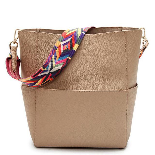 New Brand Designer Women Bag Vintage Strap Shoulder Bag Warm Colors Bucket Handbag Large ...