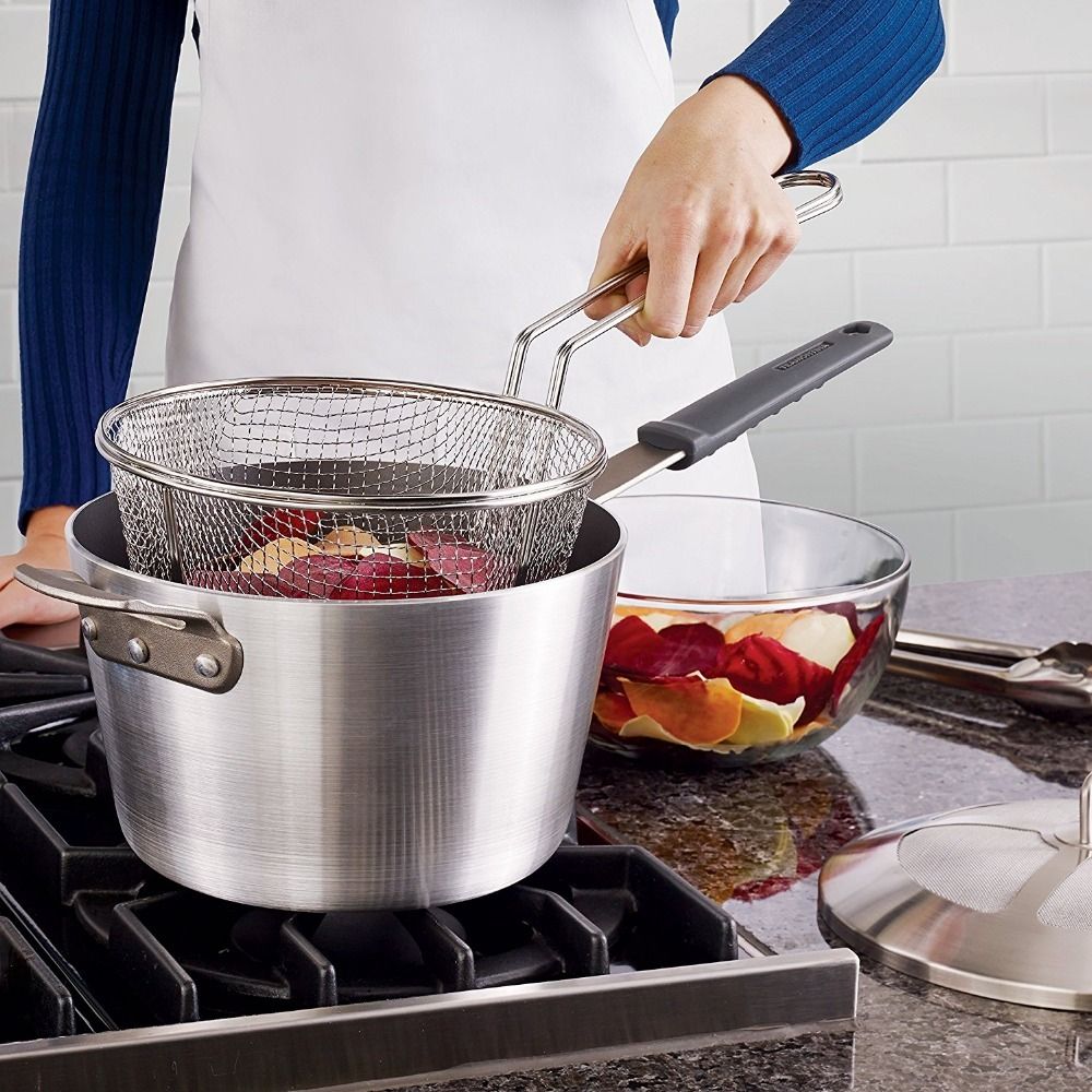 9 Medium Stainless Steel Deep Fry Basket Round Mesh French Chip 9 Medium Stainless Steel Deep Fry Basket Round Mesh French Chip Frying Serving Presentation With Detachable Handle Colander Y18110204 10 Best Kitchen