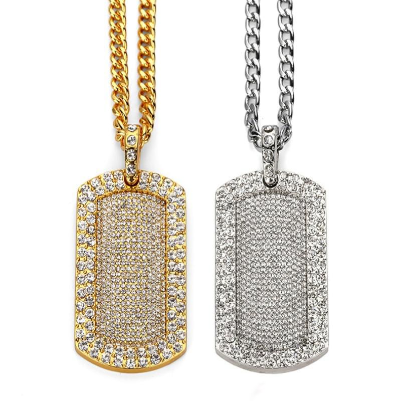 Wholesale Mens 18K Gold Silver Plated Chain Full Diamond Pendant