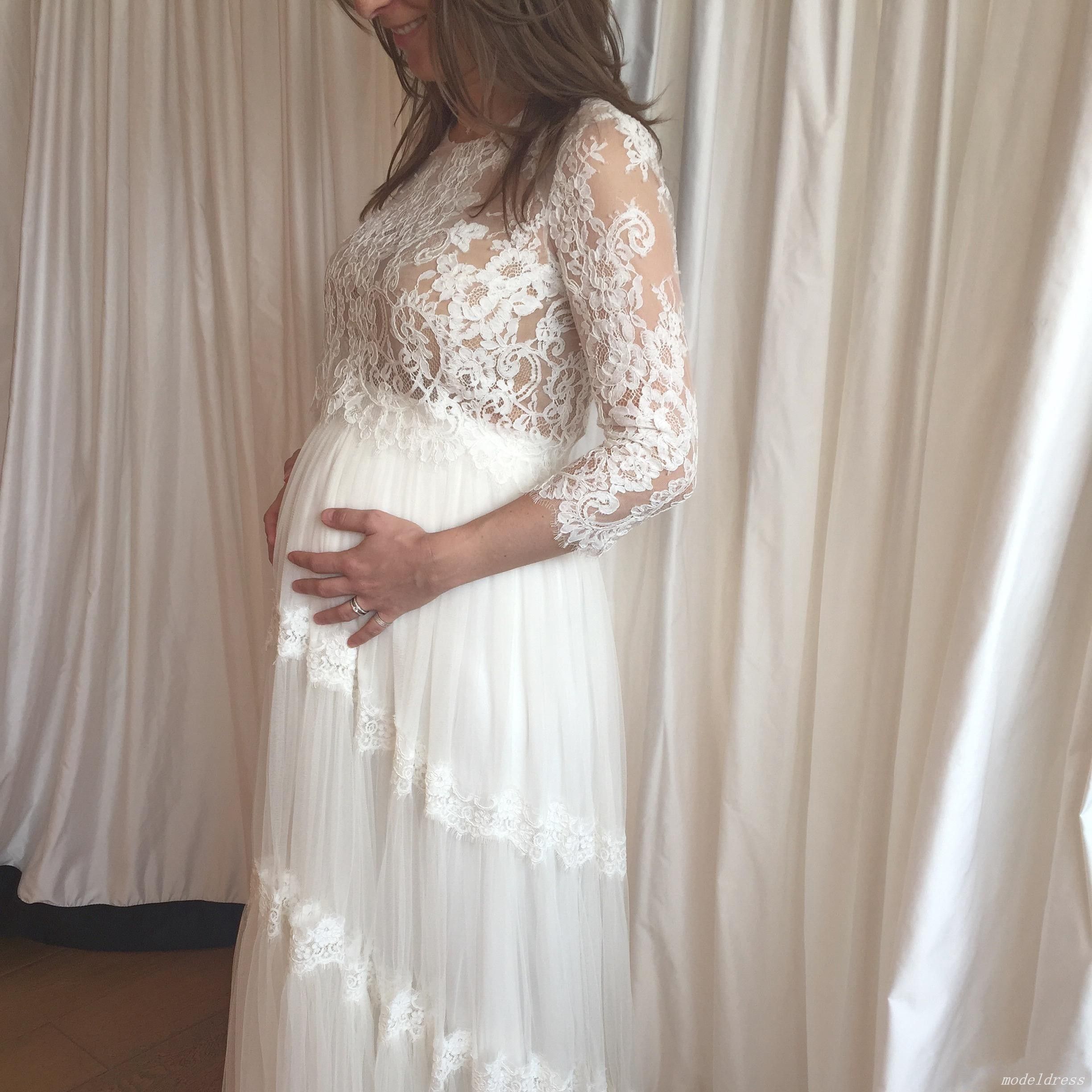 One Shoulder Maternity Wedding Dress