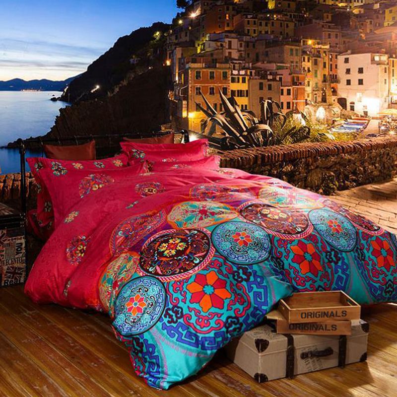 Luxury Boho Bedding Sets Queen King Size Bedclothes Bohemian Duvet Luxury Boho Bedding Sets Queen King Size Bedclothes Bohemian Duvet Cover Set Bedsheet Pillowcase Bed White Black And
