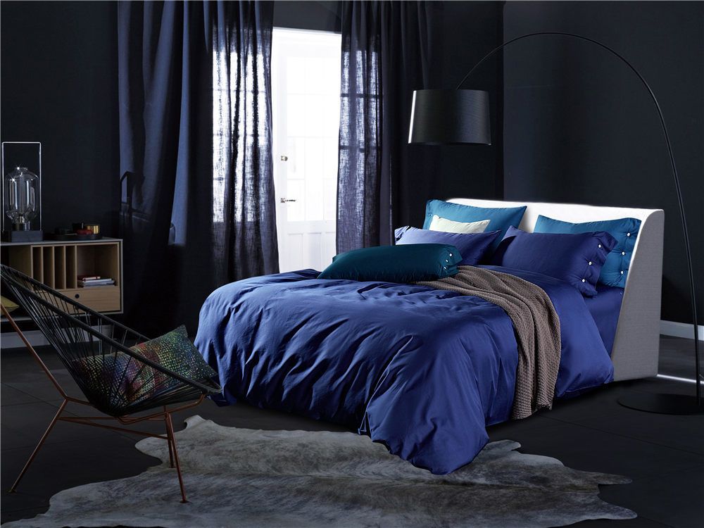 100 Cotton 60s Sateen Bedcover Royal Blue Bedding Set Queen Size 100 Cotton 60s Sateen Bedcover Royal Blue Bedding Set Queen Size Euro Double Bed Linen King Housse De Couette Quilt Cover Sets Comforter