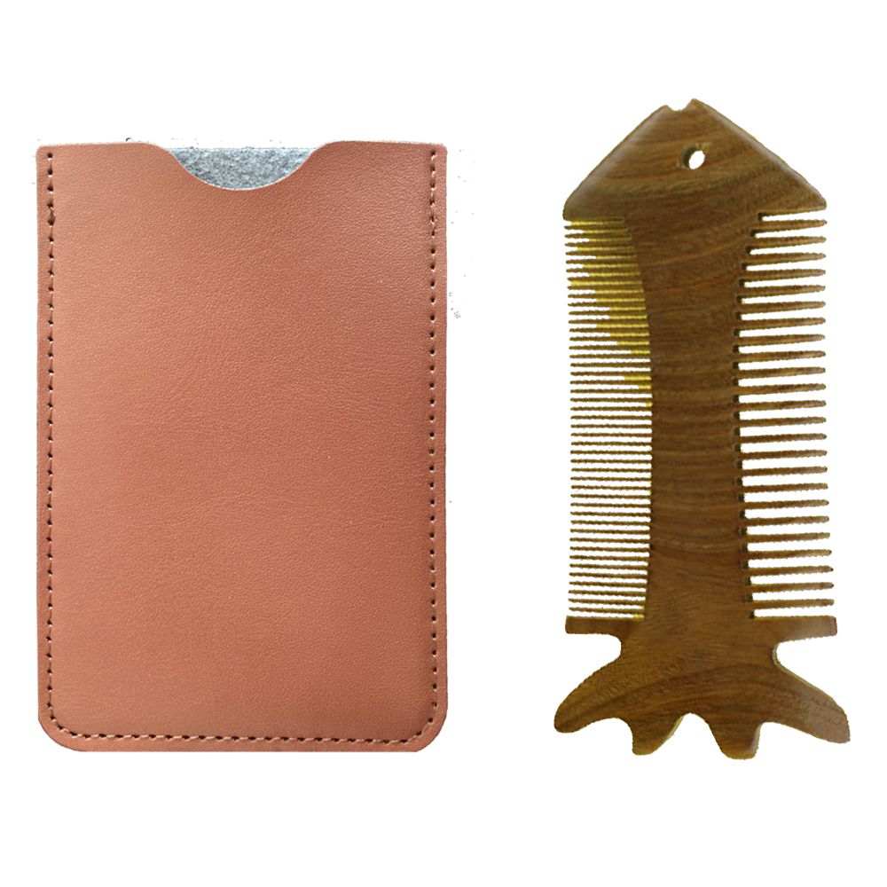 Wooden Beard Comb & Case, Dual Action Fine & Coarse Teeth, Wholesale