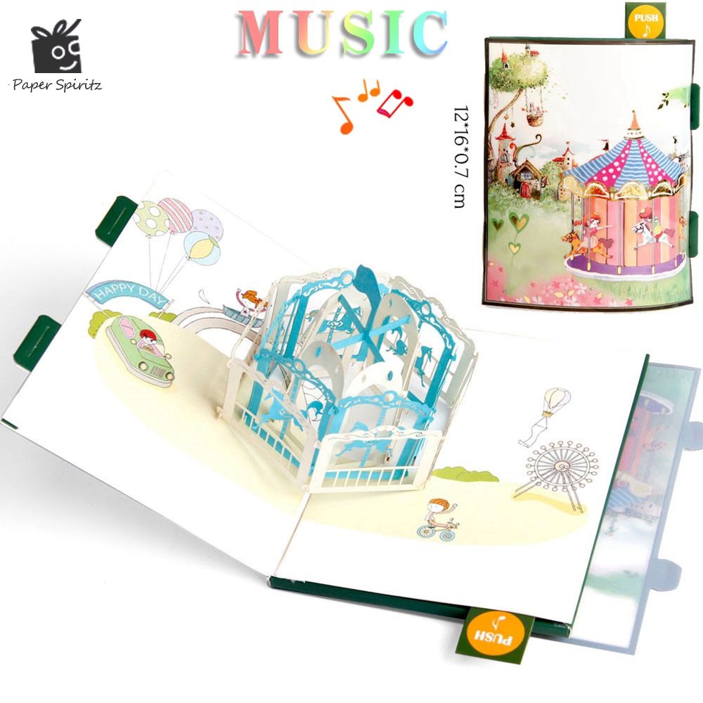 anime postcards handmade 3d pop up musical greeting cards happy baby post cards