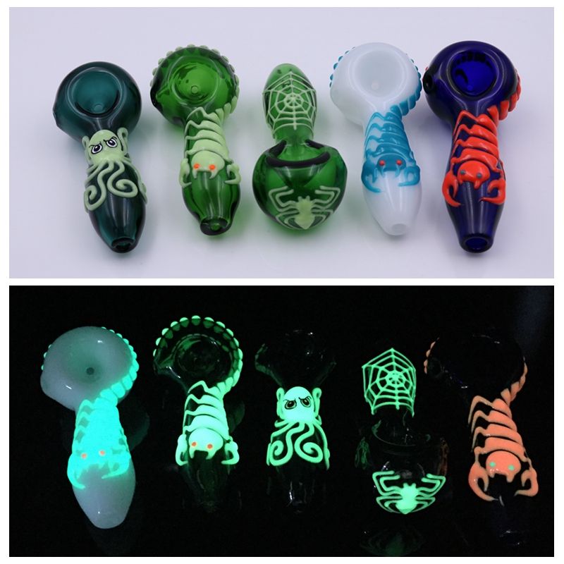 2019 Glow In The Dark Glass Hand Pocket Pipe Night_luminous Wholesale