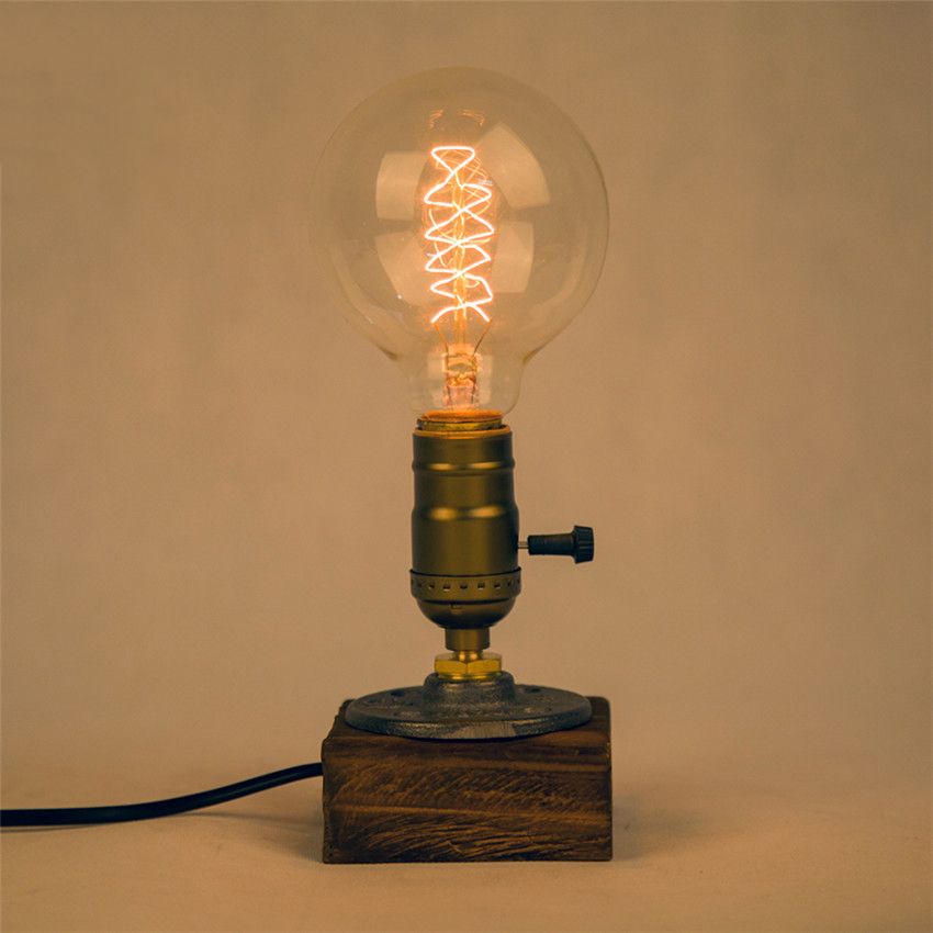 2018 Vintage Edison Wooden Base Desk Lamp Socket E27 2018 Vintage Edison Wooden Base Desk Lamp Socket E27 Light Home Decor Loft Table From Jun5465 20 11 Dhgate Com