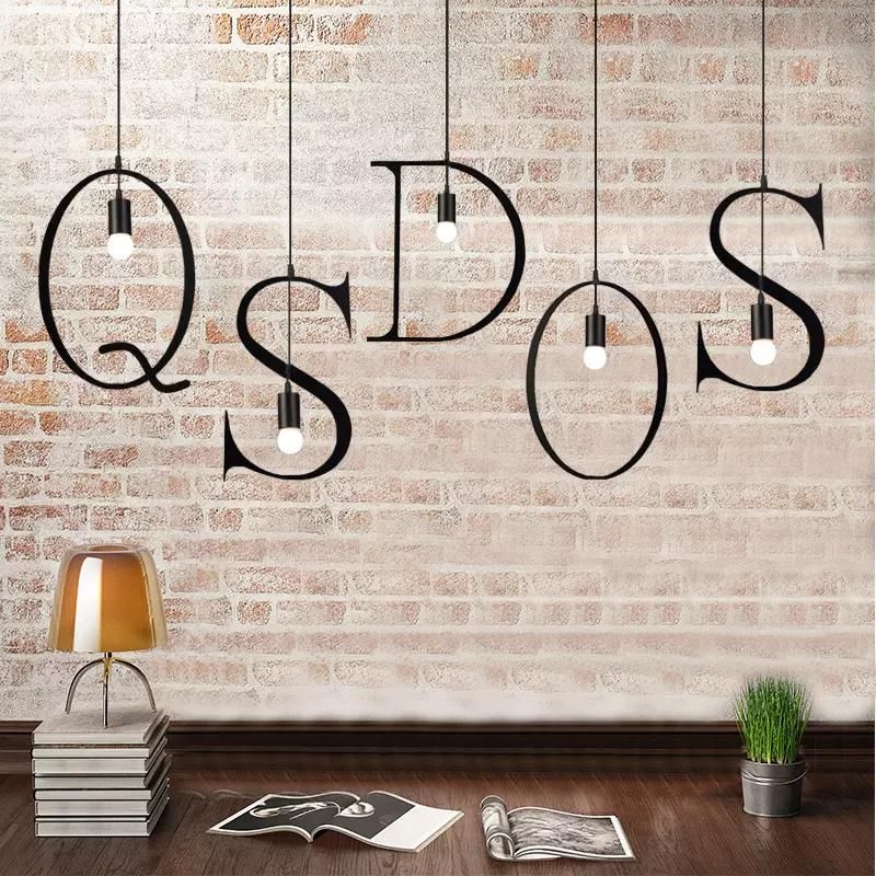 Retro Nordic Modern Iron Abcd Words Chandelier Cafe Lighting Led Retro Nordic Modern Iron Abcd Words Chandelier Cafe Lighting Led Loft Bar Ceiling Lamp Bedroom Droplight Home Decor Gift