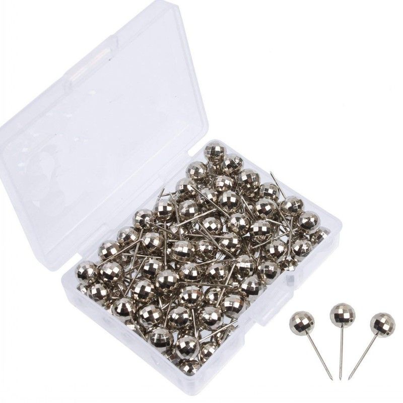 2019 map tacks push pin 1 4 inch silver metallic color beads head silver push pins