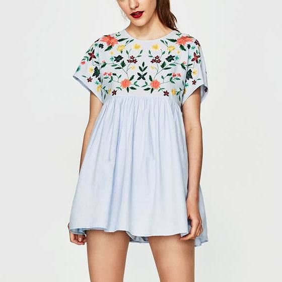 short sleeve embroidered dress