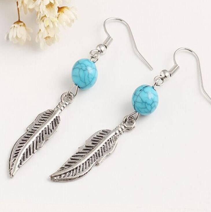 2019 New Blue Turquoise Beads Leaf Earrings Women Fish Ear Hook 2019 New Blue Turquoise Beads Leaf Earrings Women Fish Ear Hook Dangle Chandelier Fashion Jewelry From 2018 0 46 Dhgate Com