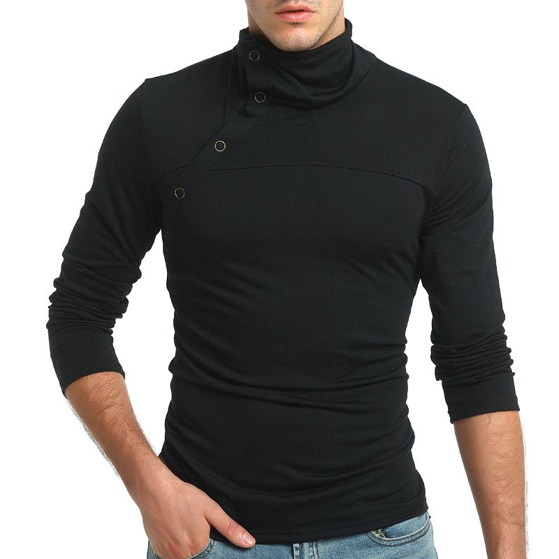 2019 Wholesale Long Sleeve Solid High Collar Male Sweater Autumn Winter ...