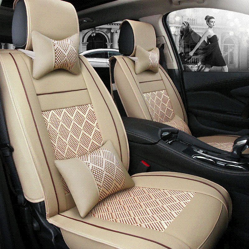 2018 New Leather Ice Silk Car Seat Cover Universal For Honda All Models Crv Xrv Odyssey Jazz Fit Accord Civic Styling