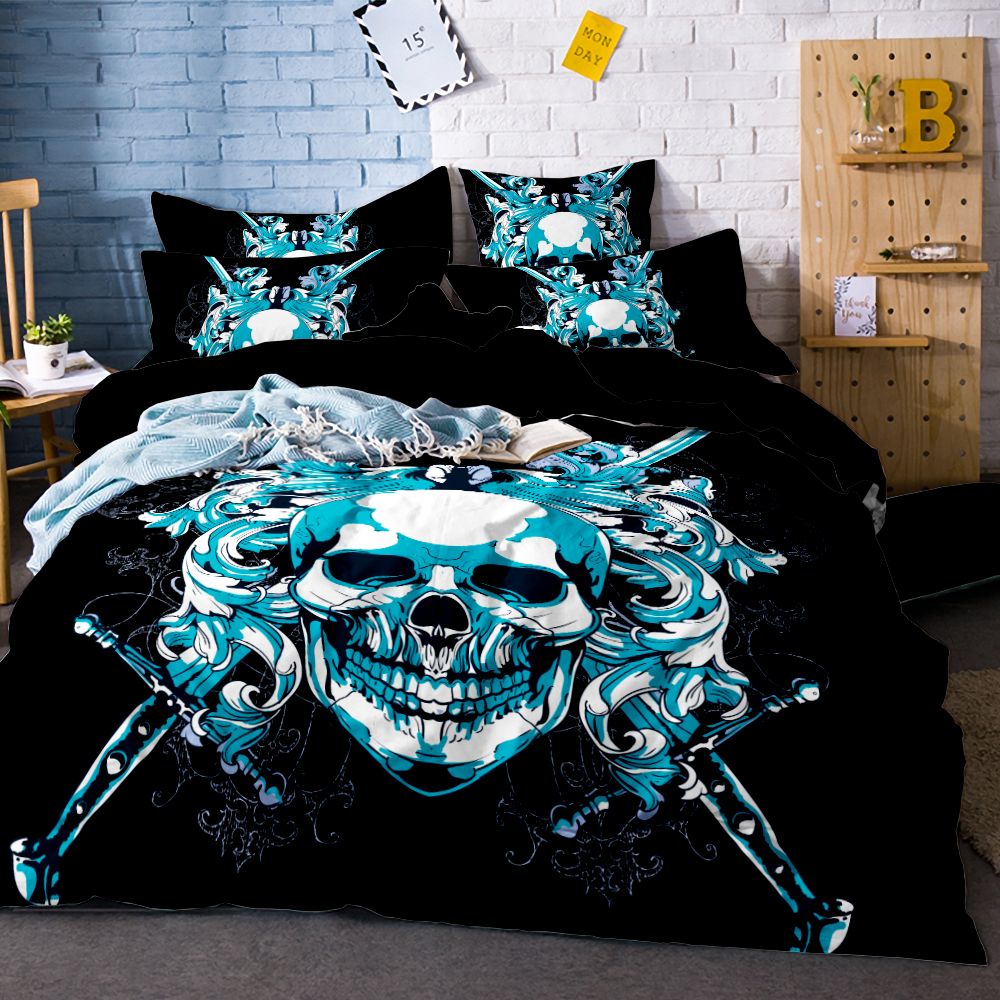 3D Printed Skull Bedding Set King Size Sugar Skull Print Duvet Cover