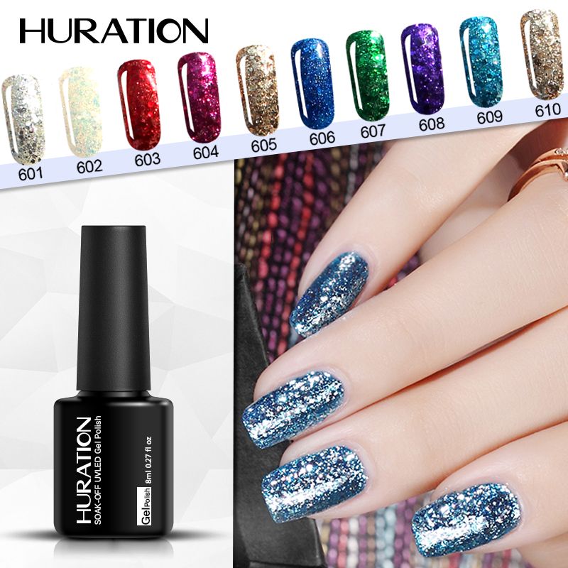 Huration Glitter 3d Diamond 8ml Gel Nail Polish Golden Manicure Led Huration Glitter 3d Diamond 8ml Gel Nail Polish Golden Manicure Led