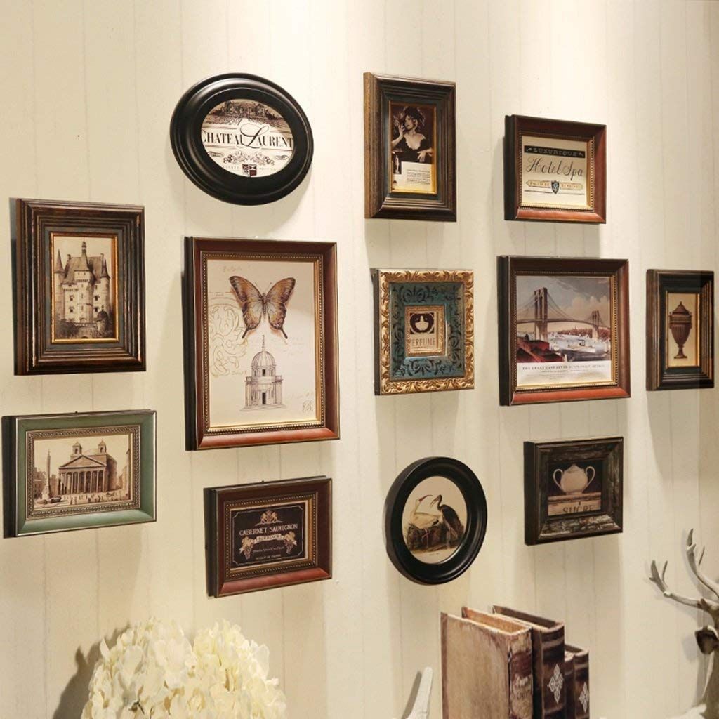 Wood Meets Mixed Colors Wall Photo Frames With Real Glass Wood Meets Mixed Colors Wall Photo Frames With Real Glass Including Painting Core And Installation Instruction Set Of 12 Collage