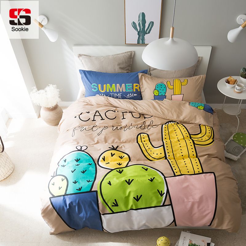 Sookie 100 Cotton Duvet Cover Sets Cactus Printed Quilt Quilt Cover Pillowcase Bed Sheet Linen King Size Bedding Set Comforter Sets Navy Blue Duvet Queen From Qushimei88 143 54 Dhgate Com