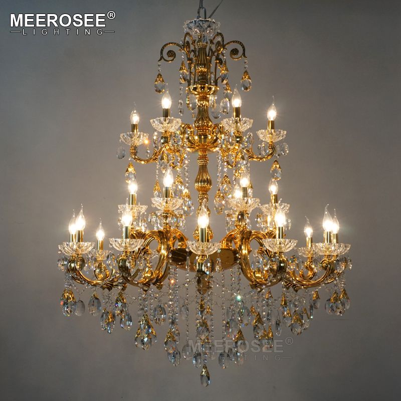 Luxurious Crystal Chandelier Large Elegant Golden Silver Color Luxurious Crystal Chandelier Large Elegant Golden Silver Color Chandeliers Light Fixture For Hotel Restaurant Foyer Home Crystals