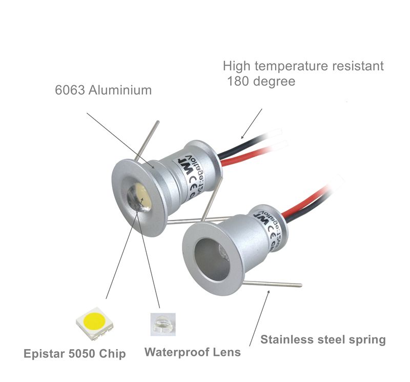 9pcs/lot Recessed DC12v 1W mini LED Puck/Cabinet Light Warm White Ceiling Lamp 