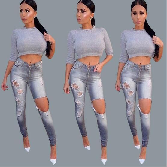 Acquista Jeans Neri Aderenti Strappati Pantaloni Slim Skinny Jeans Grigi A Vita  Alta Pantaloni Jeans Slim Fit A Vita Alta Slim Jeans Strappati A 43,6 € Dal  Dfbeauty | DHgate Italy