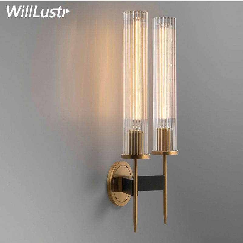 2018 Modern Brass Wall Lamp Ribbed Glass Shade Vintage Wrought 2018 Modern Brass Wall Lamp Ribbed Glass Shade Vintage Wrought Copper Sconce Lobby Bedroom Hotel Corridor Restaurant Bar Loft Light From Willr