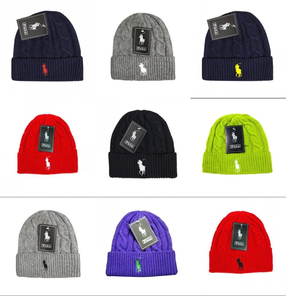black and white polo beanie