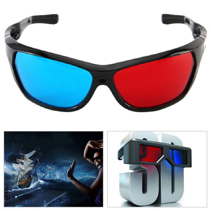 New Black Frame Universal 3d Plastic Glasses Red Blue Cyan