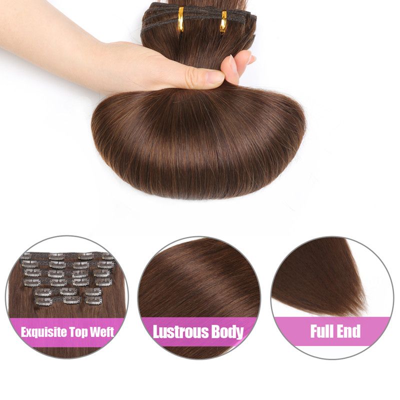 Balayage Clip In Haarverlangerungen Remy Dunkelbraune Extensions Clip In Echt Extensions Fur Mittleres Haar Vollkopf Chocolate Brown 4 10pieces