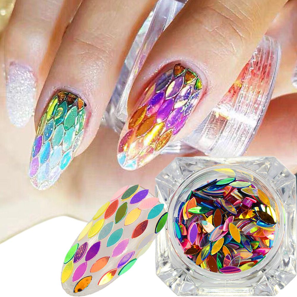 1 Box Mixed Colors Horse Eye Leaf Sheets Tips 3d Glitter Sequin Nail Flakes Fashion Nail Art Decor Diy Nails Beauty Sticker Ch08