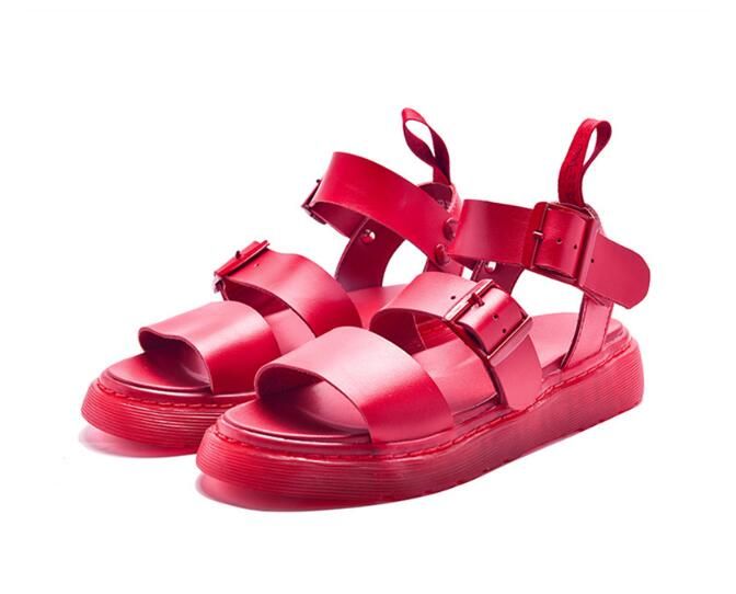2018 Moda Planos Nueva Sandalias Casuales Gladiador De Mujer Creepers Pisos Playa Zapatos Rojo wON0v8mn