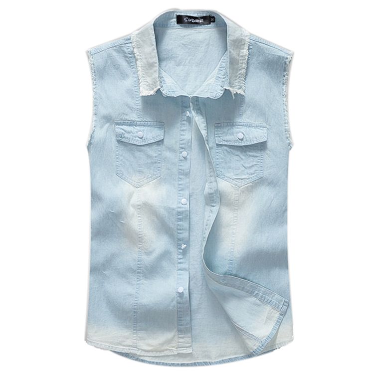 jean sleeveless vest