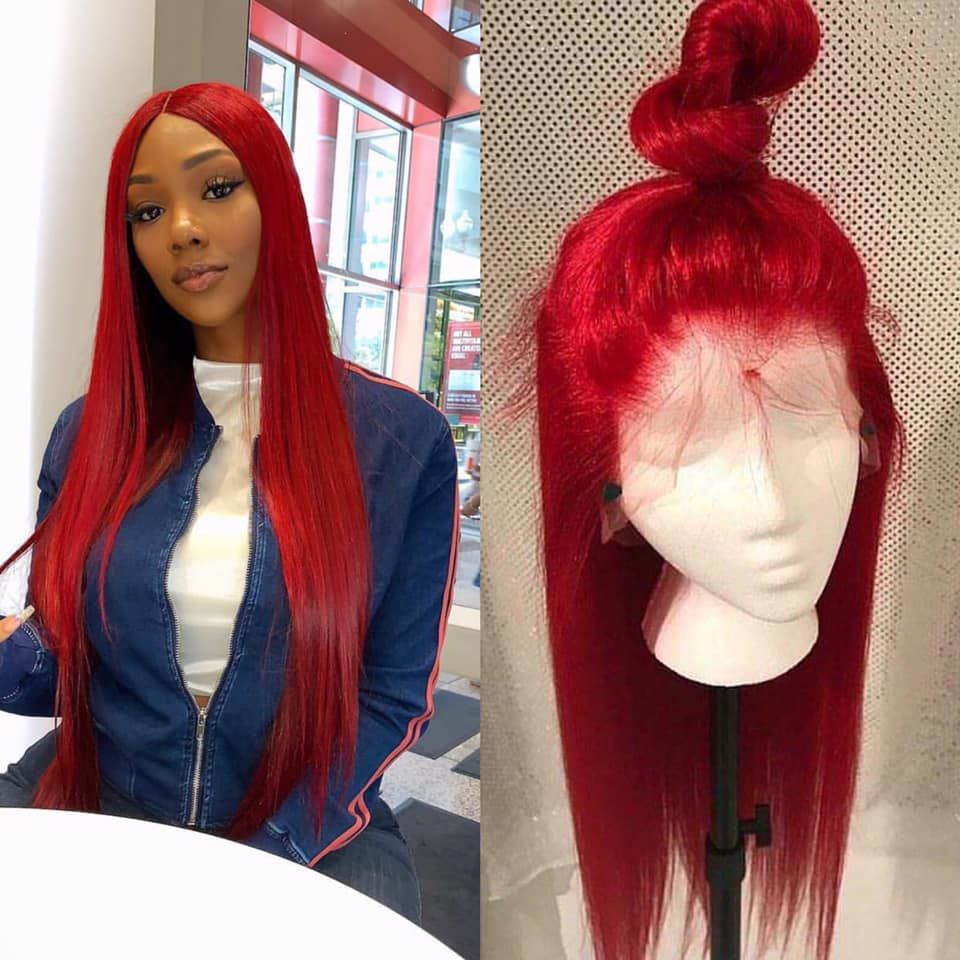 Full Lace Wigs 100 Straight Long Full Lace Wig Red Color Virgin