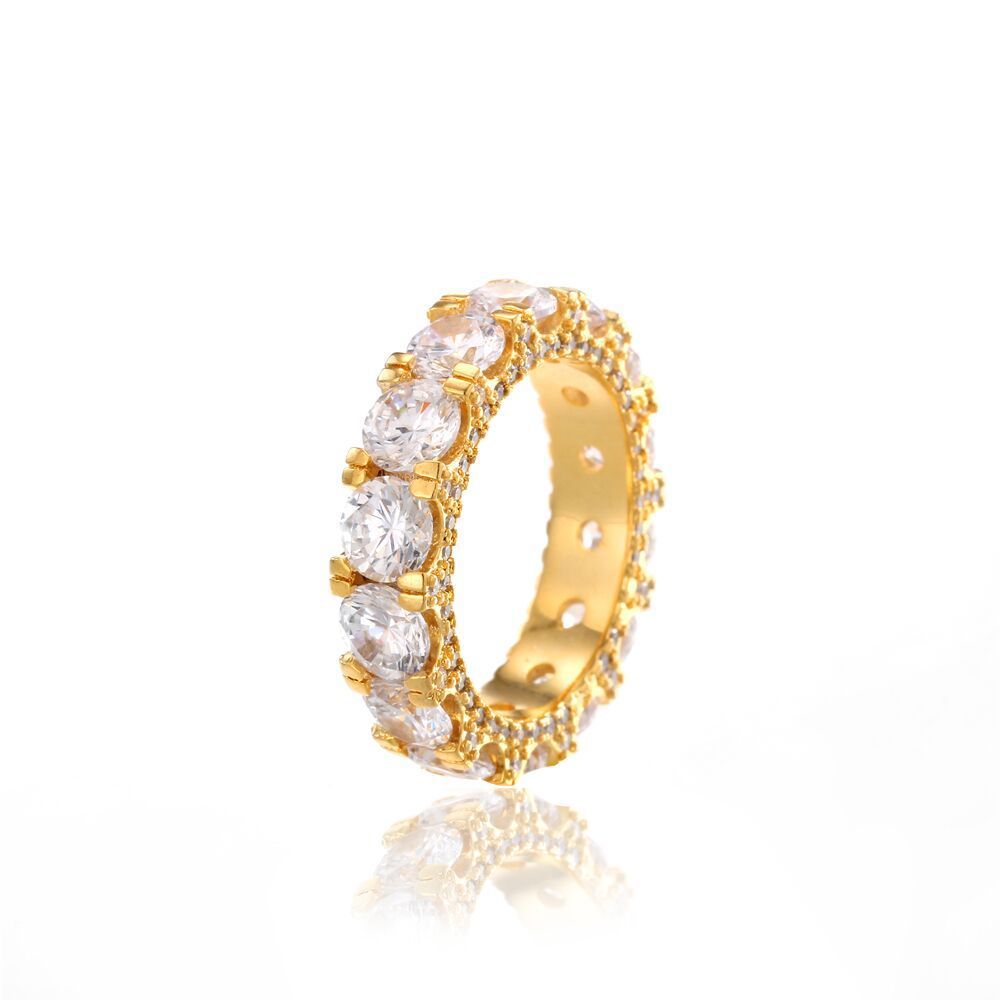 European And American Hip Hop Men S New Zircon Ring Prong Setting