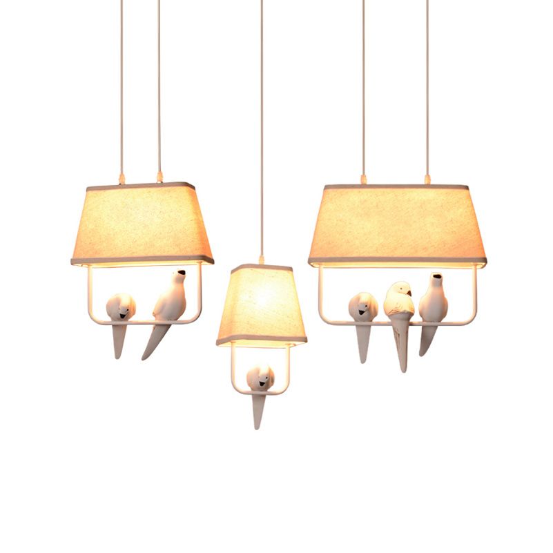 Lovely Individual Birds Pendant Lights Vintage Resin Bird Fabric Lovely Individual Birds Pendant Lights Vintage Resin Bird Fabric Lampshade Led Lamps Kitchen Dining Room Luminaire Avize Iron Light Cylinder