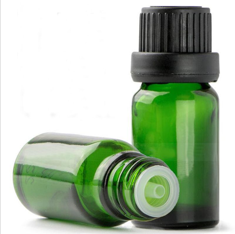 Wholesale Essential Oil Green 10ml Glass Bottle Vial With Black Screw
