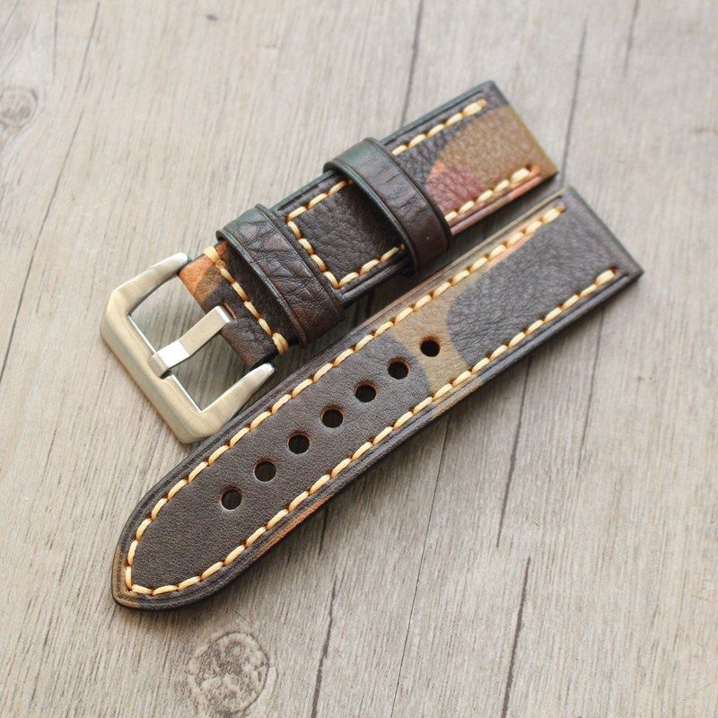 Best Leather Watch Straps >> Camouflage Style Stitches Genuine Leather Straps Watch Band With Best Leather Watch Straps >> Camouflage Style Stitches Genuine Leather Straps Watch Band With