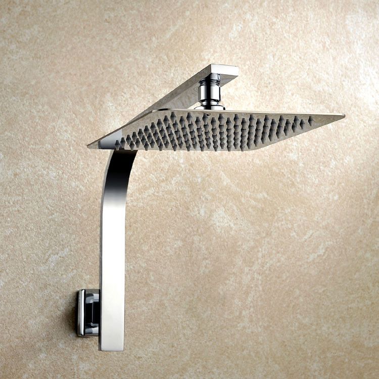 8 Inch Quality Stainless Steel Rainfall Shower Head Extension Gooseneck Arm Set 03 111