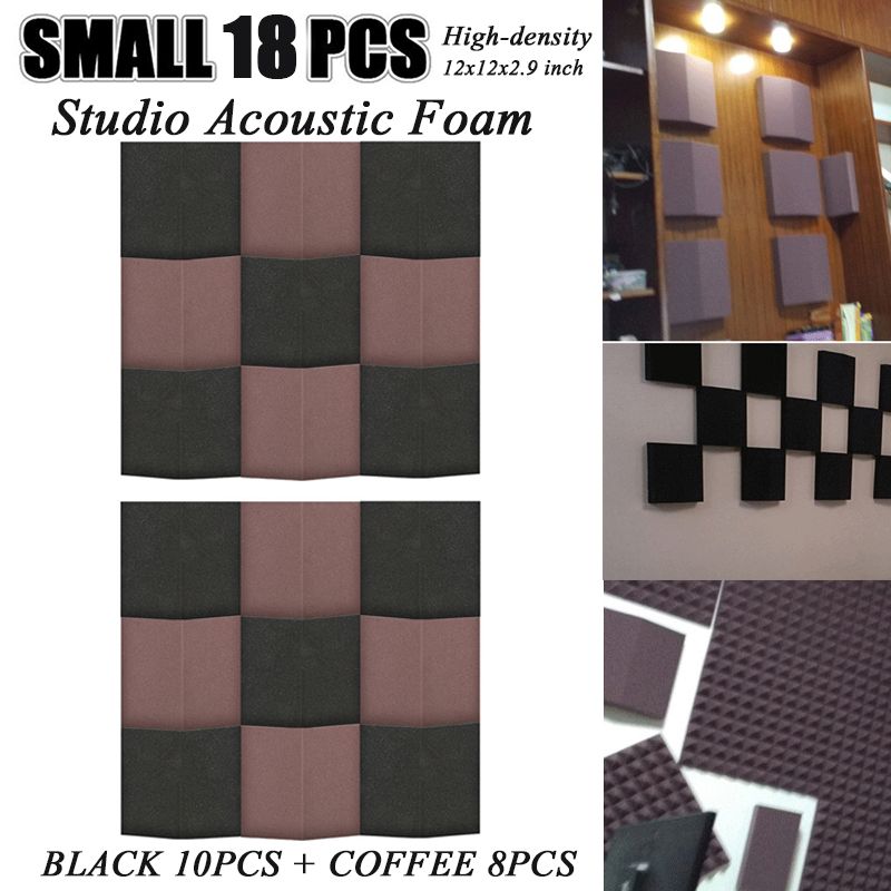 2019 18pack High Density Acoustic Foam Studio Sound Insulation 18pack High Density Acoustic Foam Studio Sound Insulation Treatment Soundproof Panels Absorbing Bevel Component Tiles 12x12x2 9 In