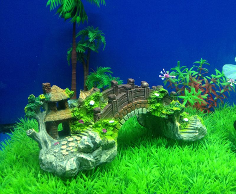 resin aquarium decoration artificial bridge rockery for fish tank