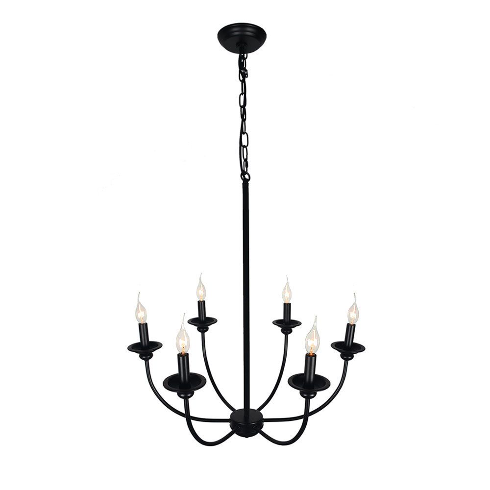 2018 Industrial Candle Chandelier Lighting 6 Light 1 Tier Metal 2018 Industrial Candle Chandelier Lighting 6 Light 1 Tier Metal Vintage Ceiling Pendant Adjule Retro Antique Hanging Lamp Black Finis From
