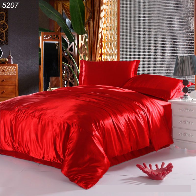 Bright Red Silk Bedding Set Solid Color Royal Scarlet Bright Red Silk Bedding Set Solid Color Royal Scarlet Oriental Bed Linen Tencel Big 5207 Quilt Comforter Sets Luxury