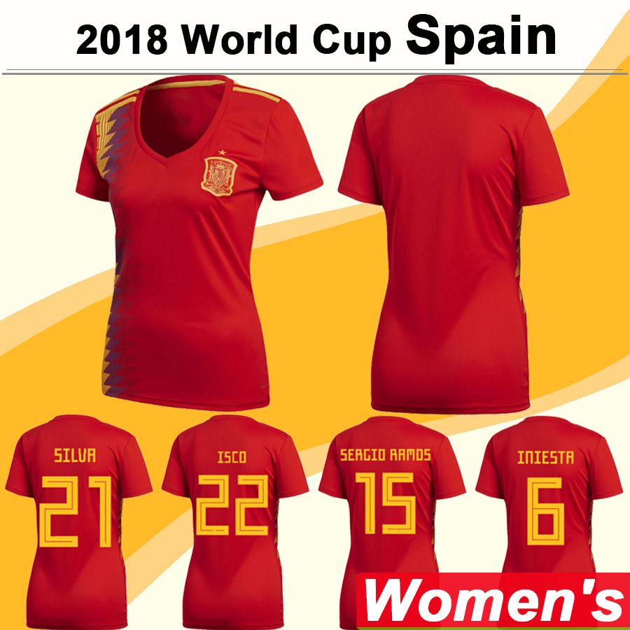 2020 2018 World Cup Women Soccer Jersey Spain National Team SILVA S.ASENSIO Home Red Girl