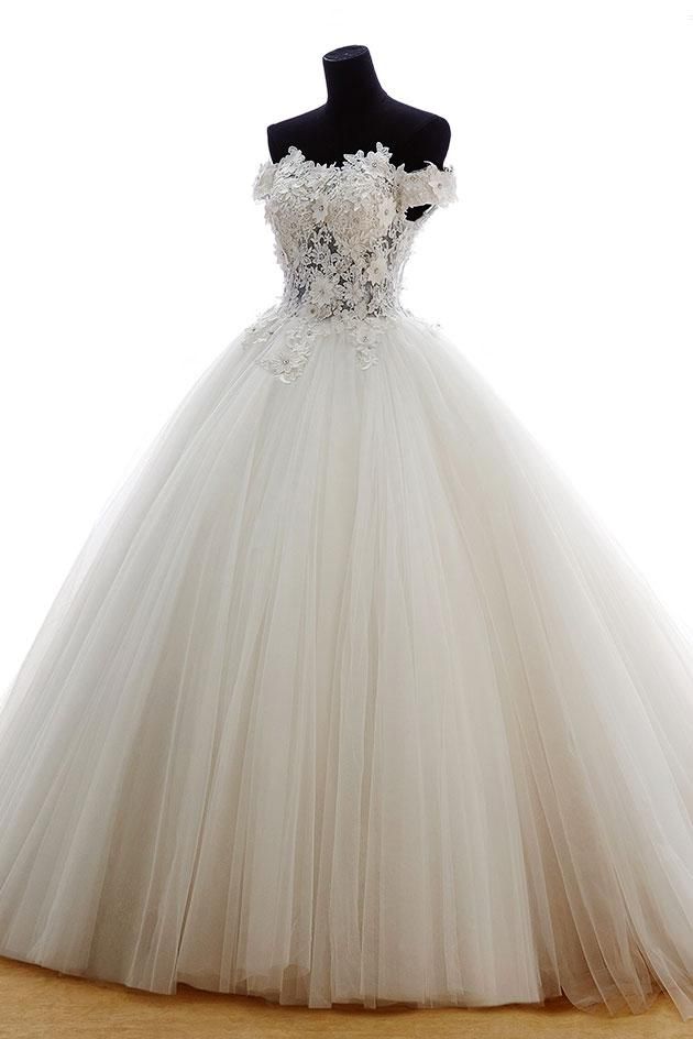 Acquistare Abiti Da Sposa Principessa Al Largo Della Spalla 2019 Appliques  Di Pizzo Zipper Back Ball Gown Puffy Tulle Church Abito Da Sposa Custom  Made Economico | Consegna Veloce E Qualità | DHgate Italy