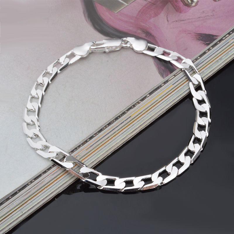 New Men Sterling Silver Bracelet 925 Pure Silver Chain Genuine Solid