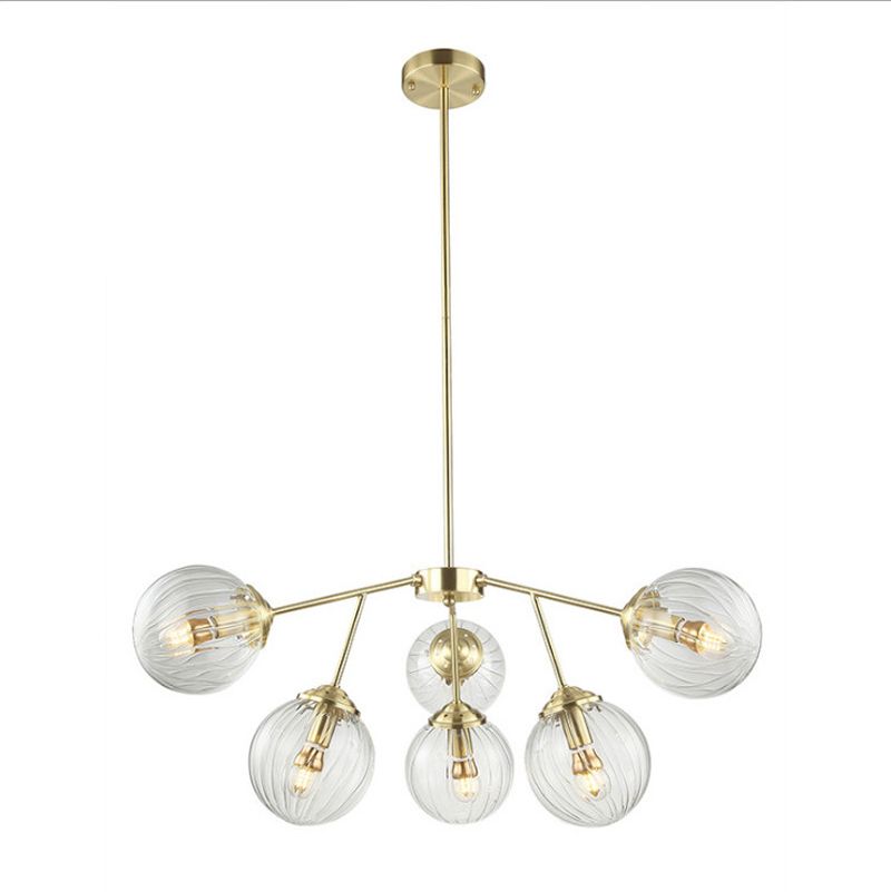 Modern Elegant 6 Heads Glass Pendant Lights Brass Gold Finish Modern Elegant 6 Heads Glass Pendant Lights Brass Gold Finish Hanging Lamps E27 Bulb Indoor Lighting Fixture For Dinning Living Room Chandelier Lift